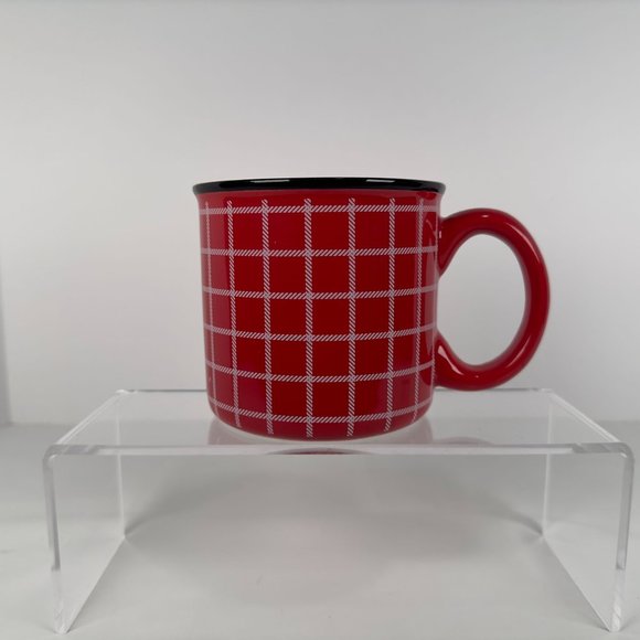 Hallmark Ceramic Red Checkered Pattern Coffee Plaid Mug 3-3/4” High - Picture 2 of 7
